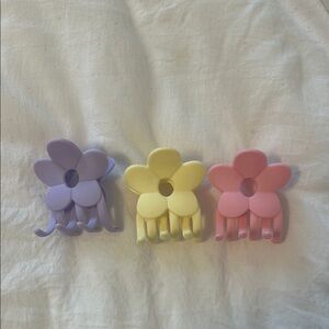 Set of Three Flower Hair Clips